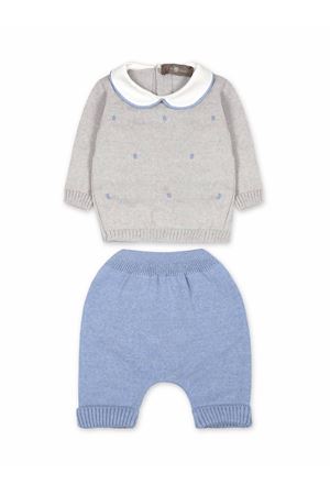 Abito in lana vergine grigia e blu LITTLE BEAR KIDS | 7102GRIGIOAZZURRO